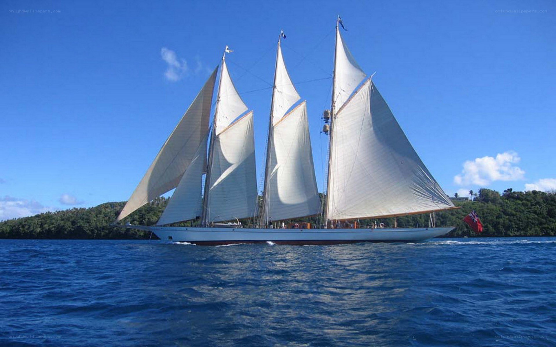Sailboat in tropical waters