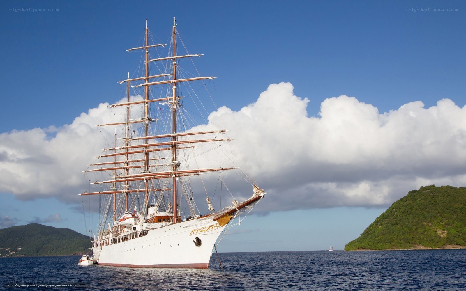 Sailboat in tropical waters