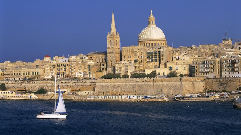 Sailboat in Valletta harbor