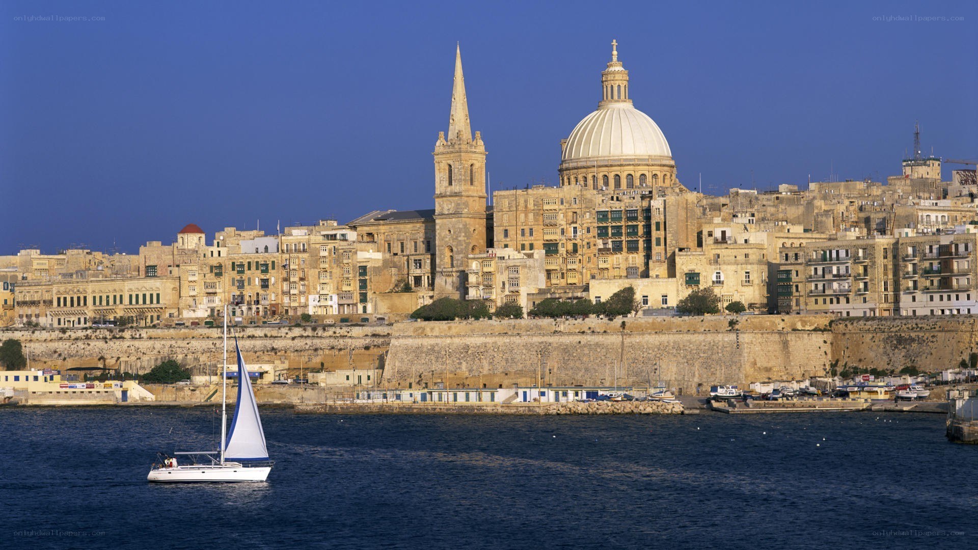 Sailboat in Valletta harbor