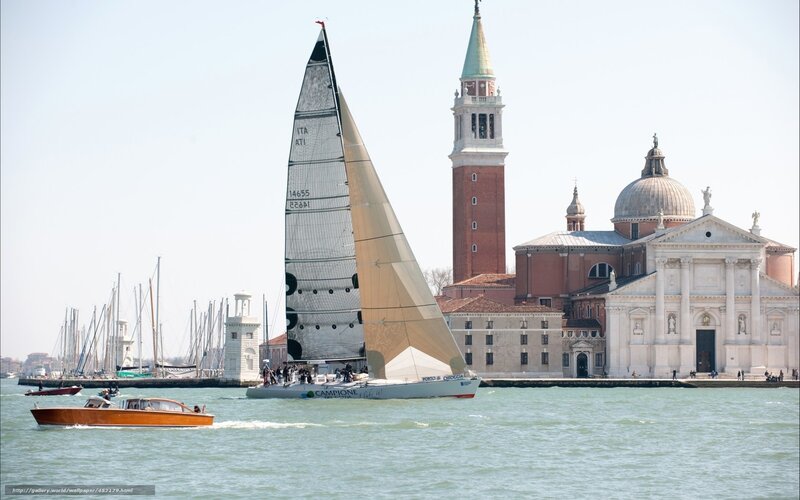 Sailboat in Venice harbor