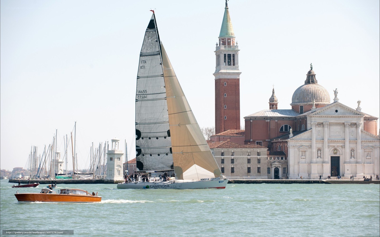 Sailboat in Venice harbor