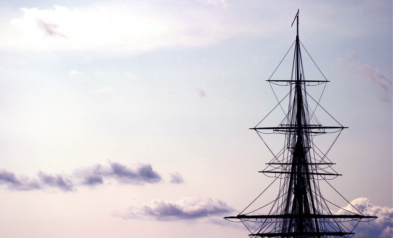 Sailboat Mast Silhouette — Blue