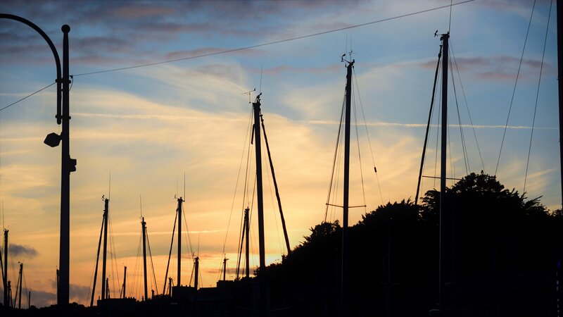 Sailboat Masts at Sunset — Blue