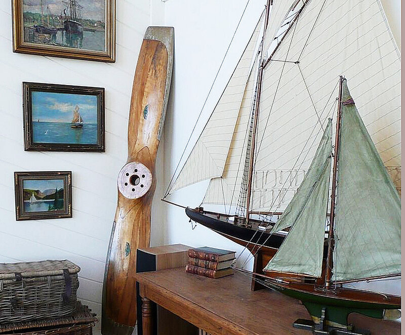 Sailboat Model on Table — White