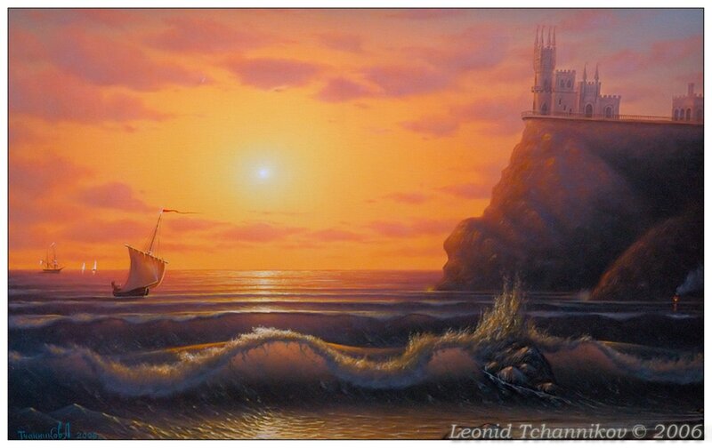 Sailboat Near Castle — Orange