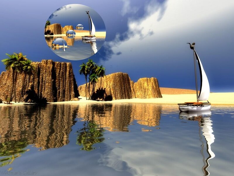 Sailboat Near Desert Island