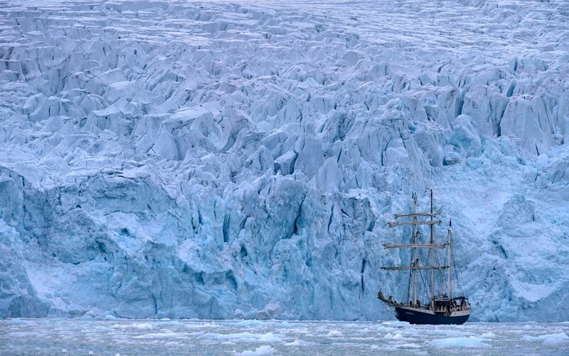 Sailboat Near Glacier