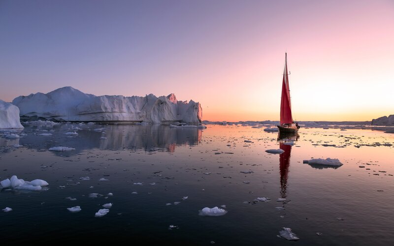 Sailboat Near Iceberg — Purple