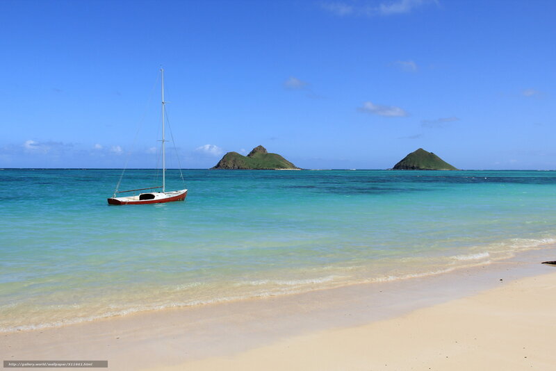 Sailboat Near Islands — Blue