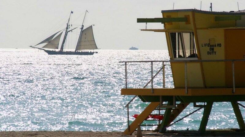 Sailboat near lifeguard station