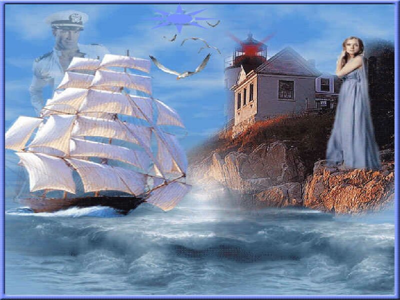 Sailboat Near Lighthouse — Blue, Dramatic, Afternoon