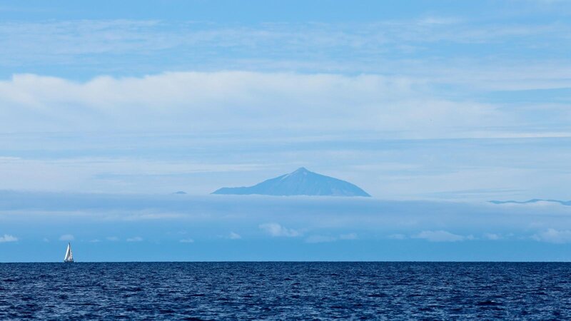 Sailboat Near Mountain — Blue