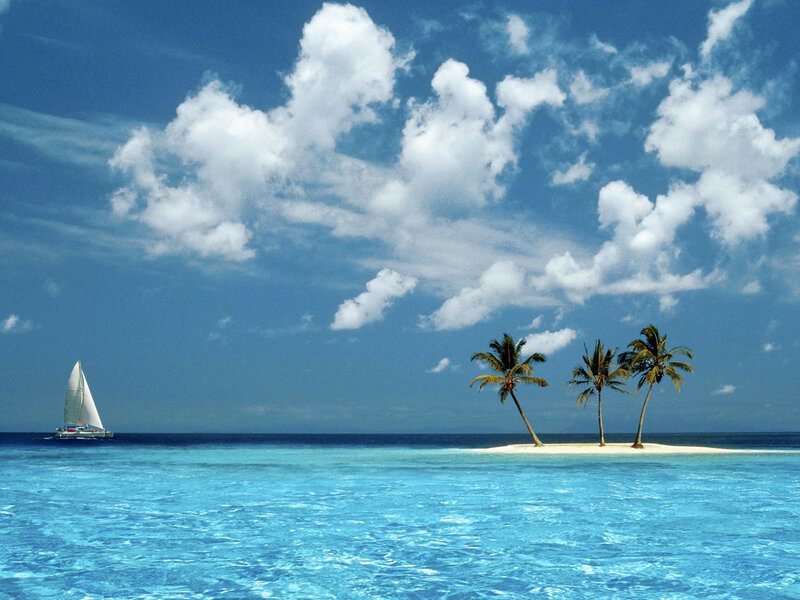 Sailboat Near Palm Island