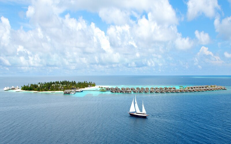 Sailboat Near Resort Island