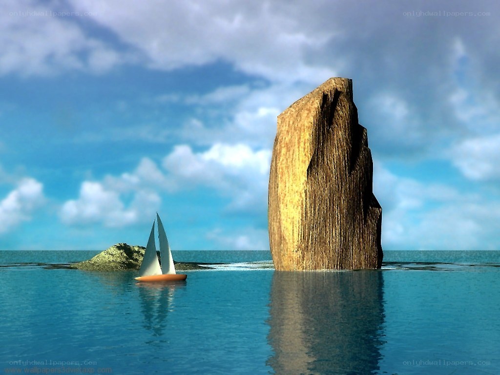 Sailboat near rock formation