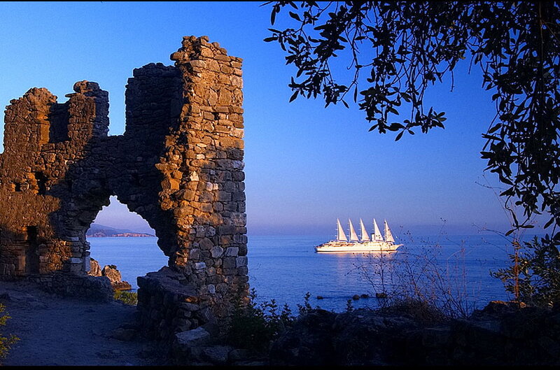 Sailboat Near Ruins
