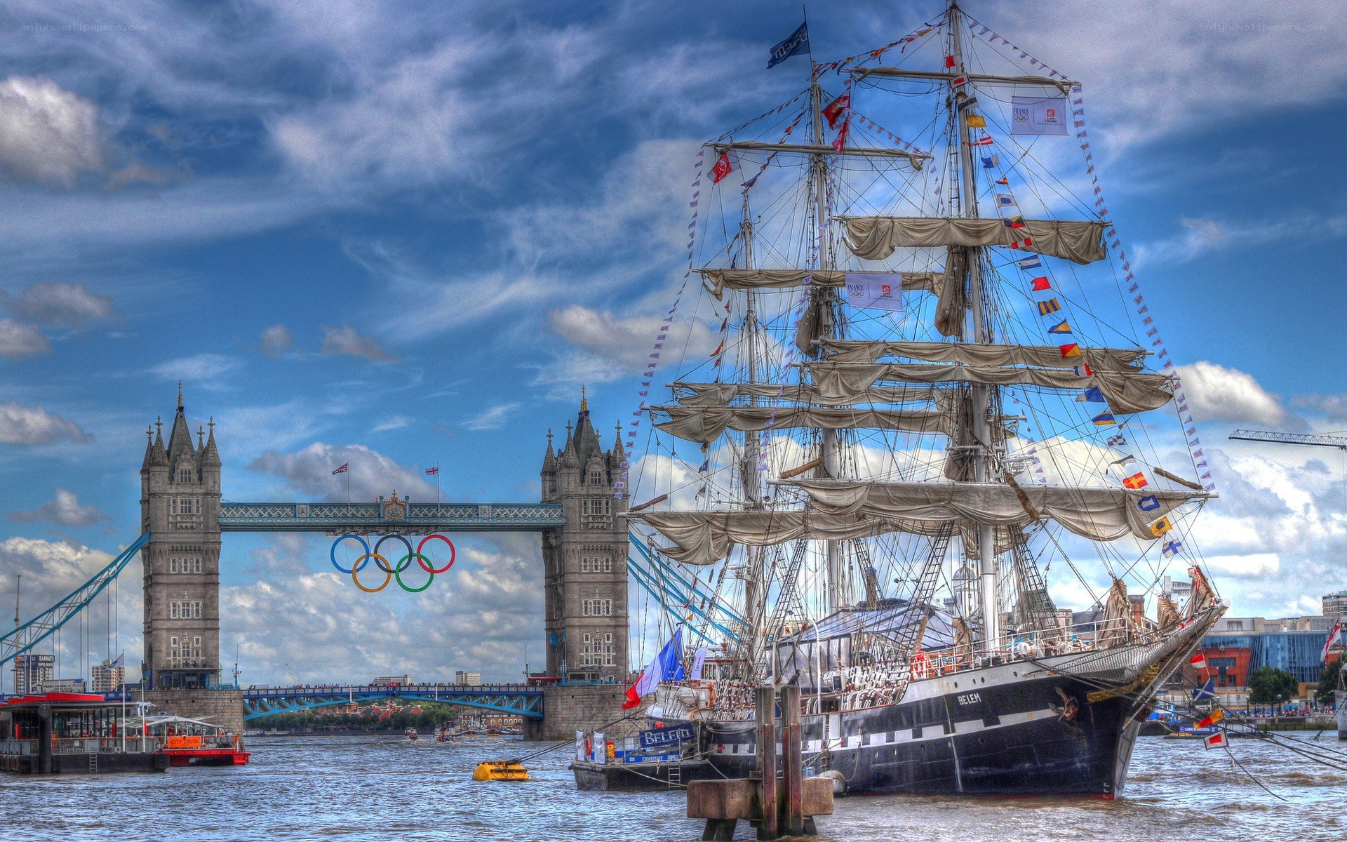 Sailboat near Tower Bridge