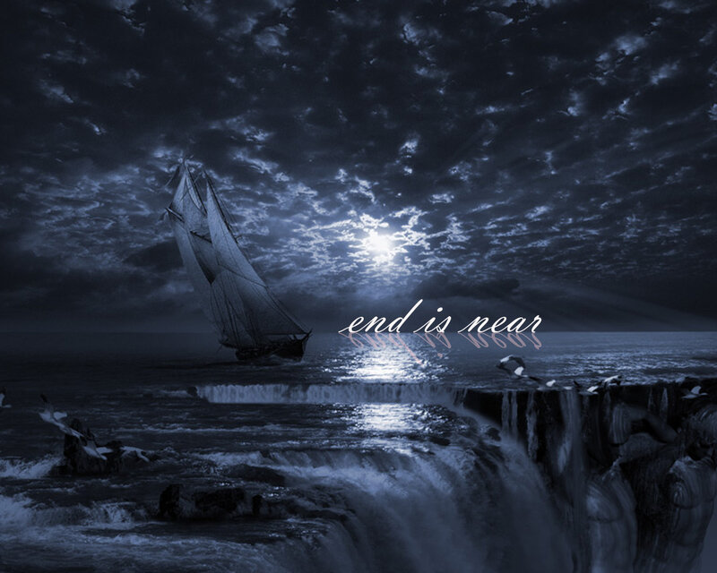 Sailboat Near Waterfall — Blue