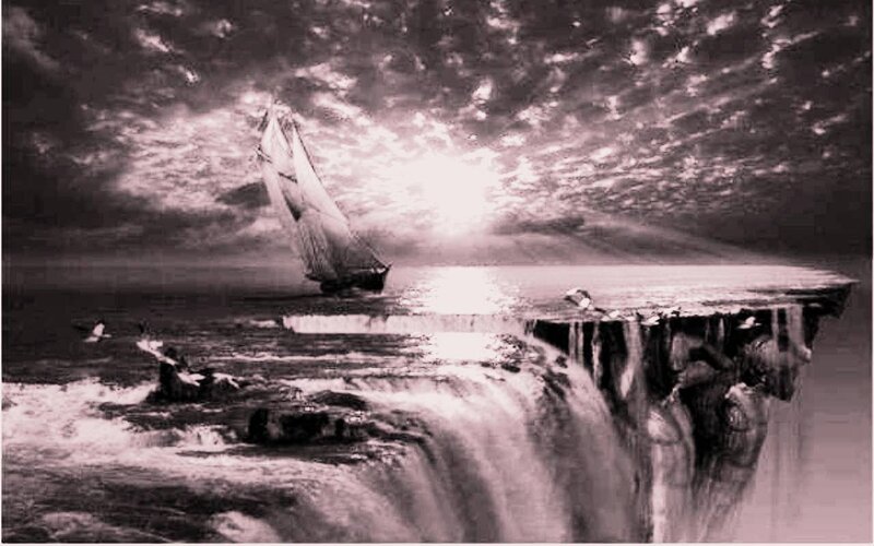 Sailboat Near Waterfall