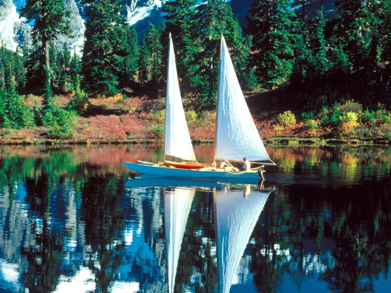 Sailboat on a calm lake
