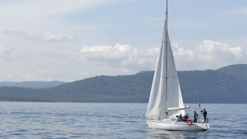 Sailboat on a calm lake