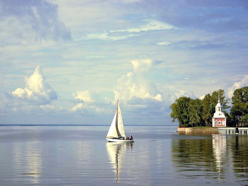 Sailboat on a calm lake