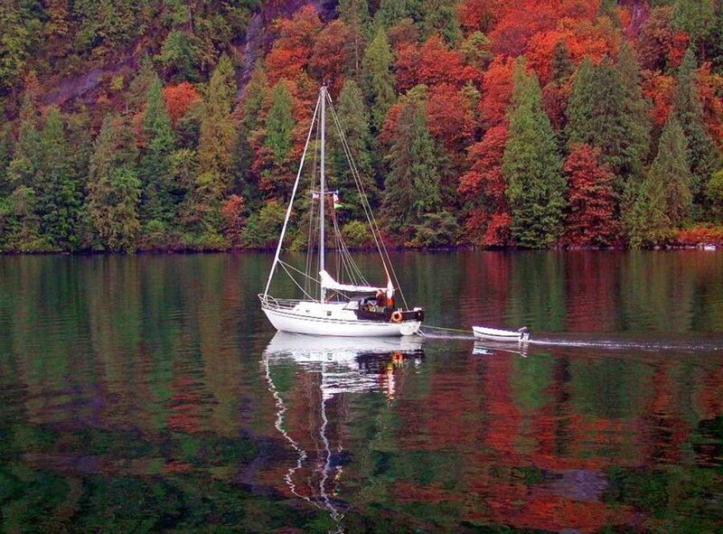 Sailboat on a calm lake