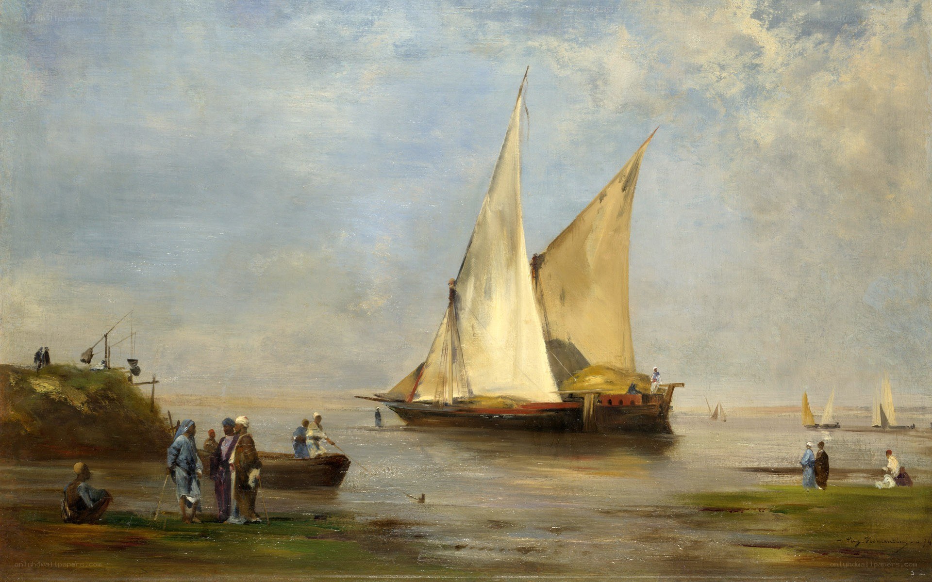 Sailboat on a calm river