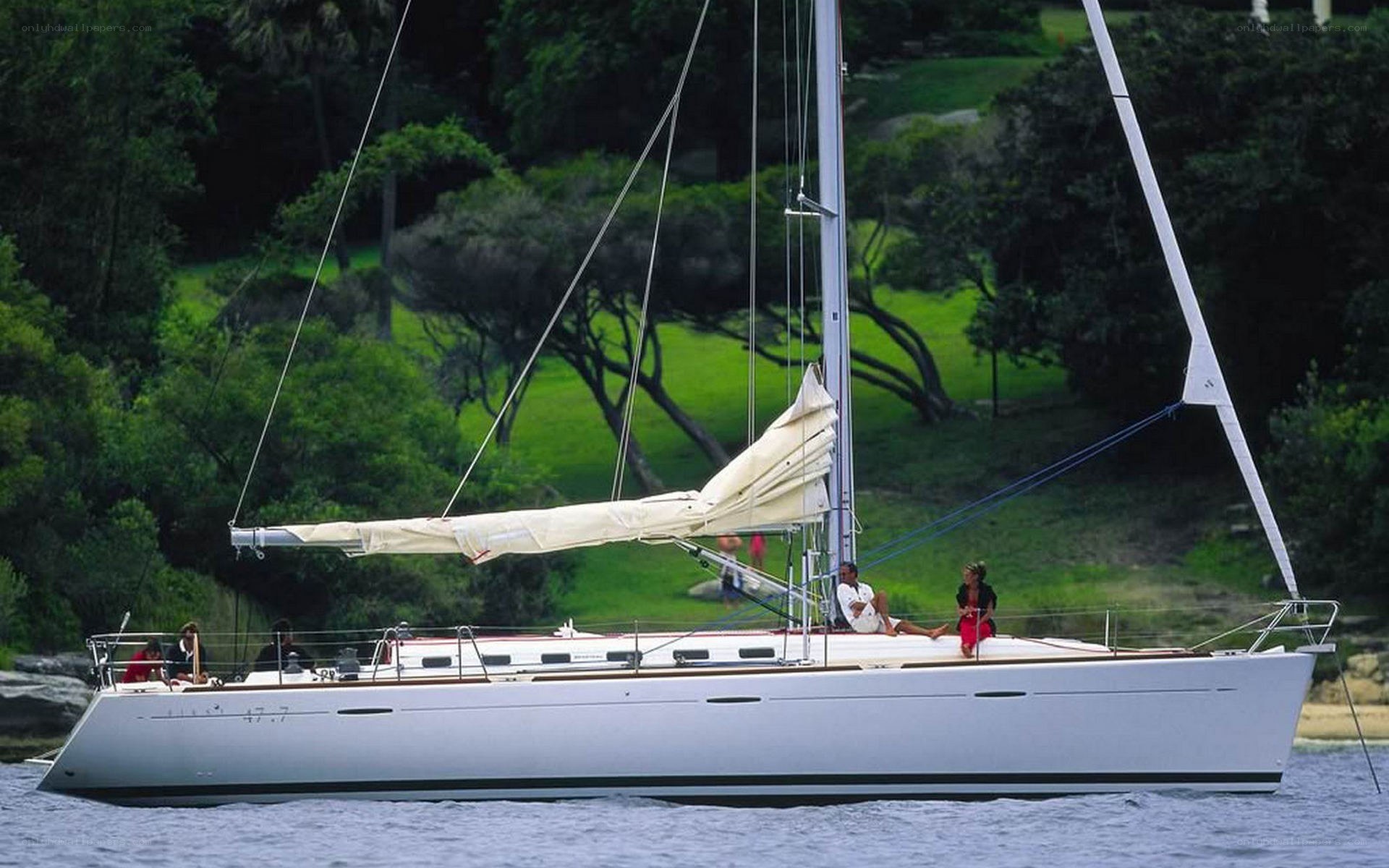 Sailboat on a calm waterway