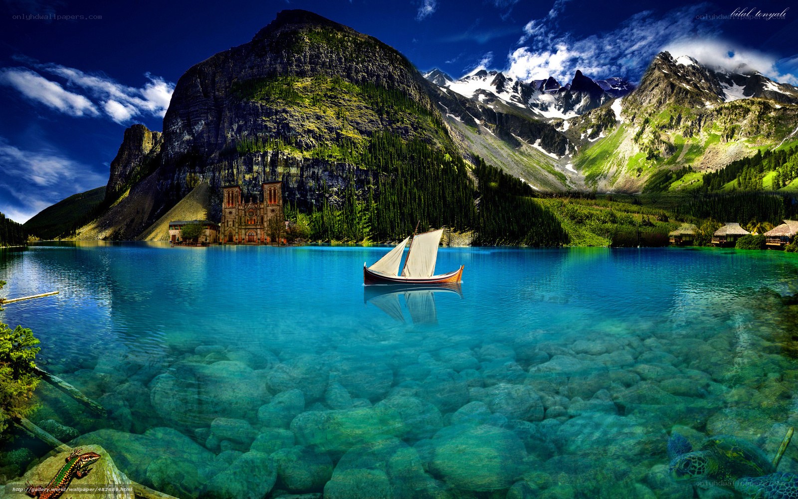 sailboat on a clear lake