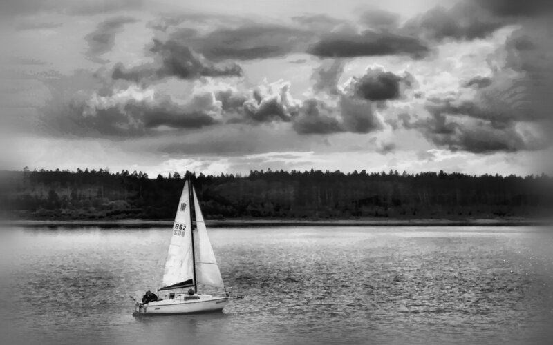 Sailboat on a cloudy day