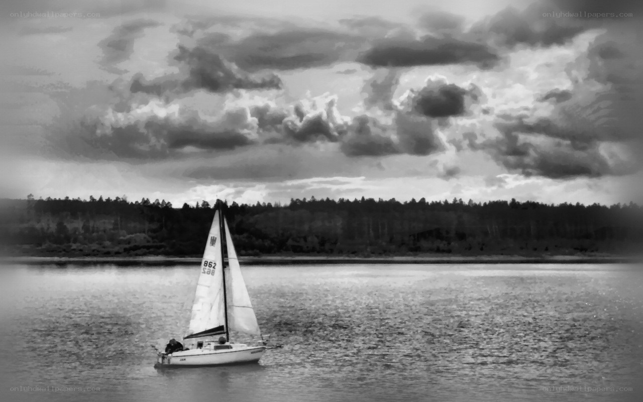 Sailboat on a cloudy day