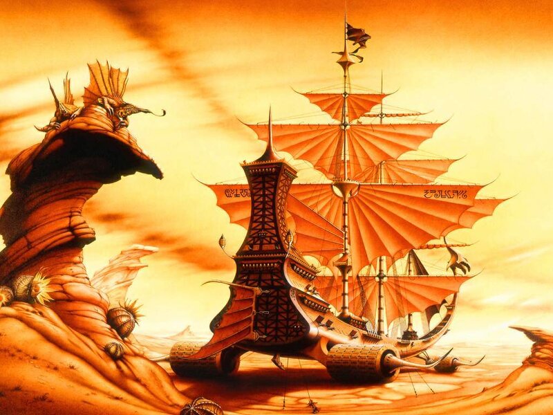 Sailboat on a desert planet