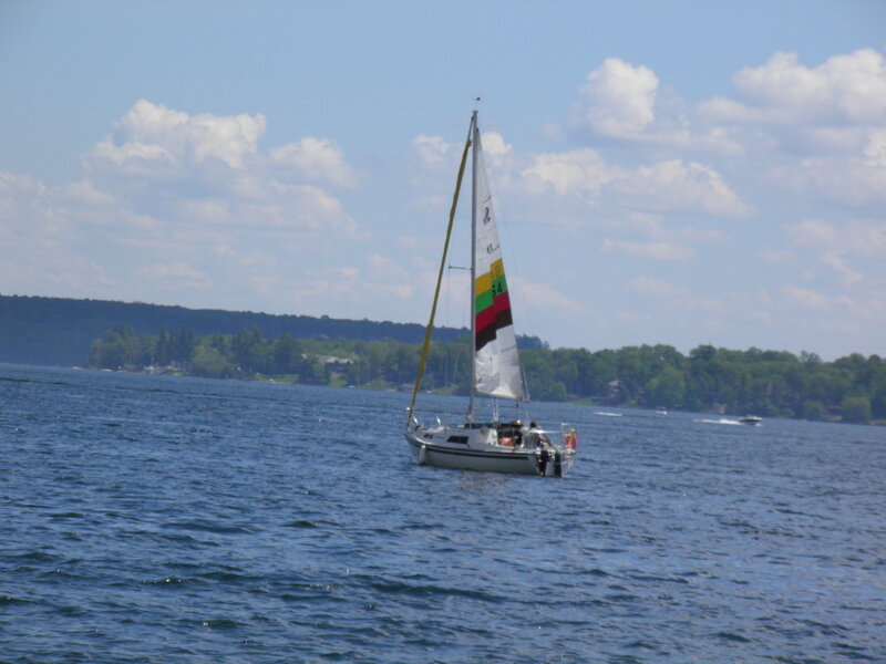 Sailboat on a Lake — Blue, Calm