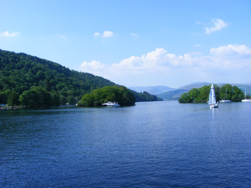 Sailboat on a Lake — Blue