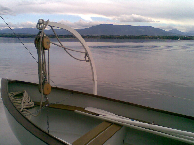 Sailboat on a Lake — Gray