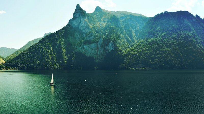 Sailboat on a Lake — Green, Serene