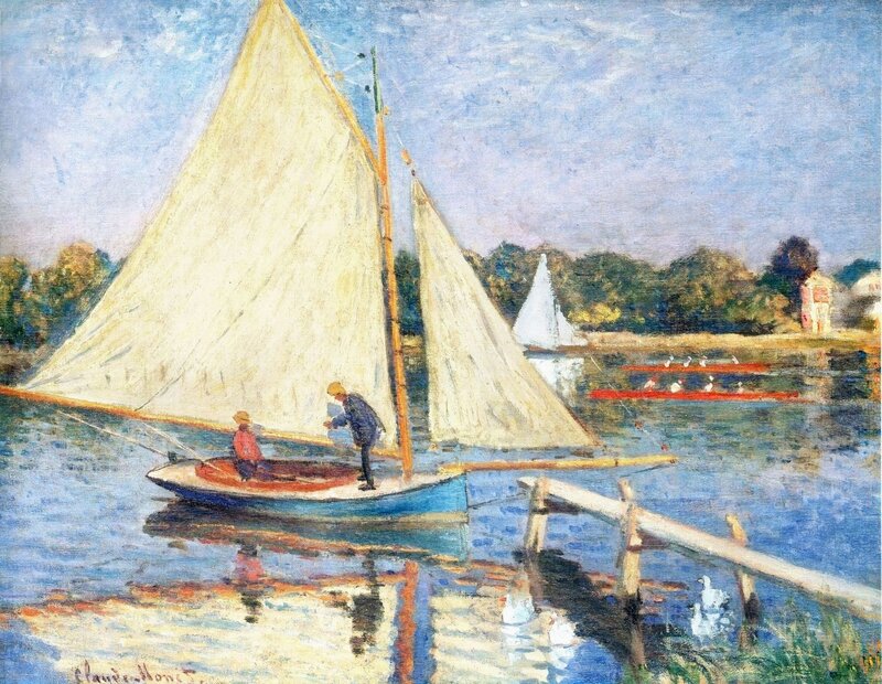 Sailboat on a River — Blue, Serene, Afternoon