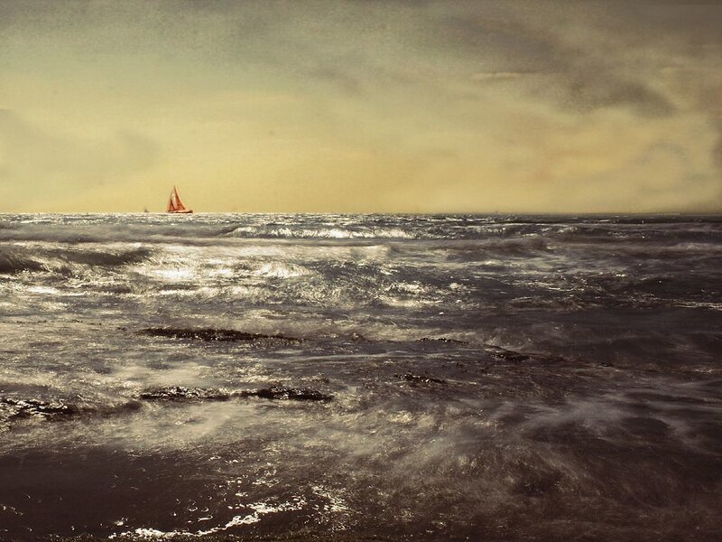 Sailboat on a stormy sea