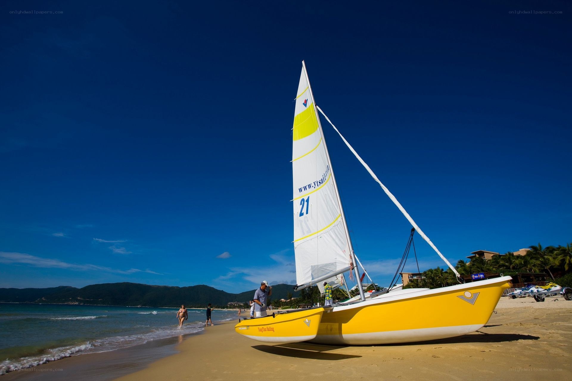 Sailboat on a sunny beach