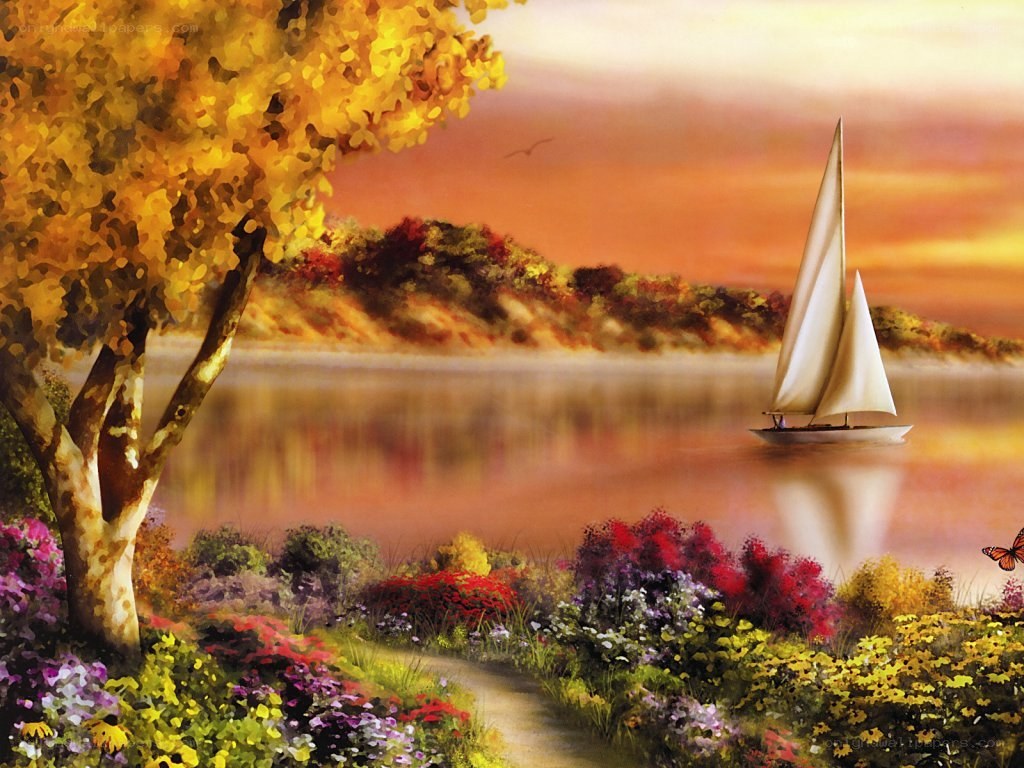 Sailboat on a tranquil lake