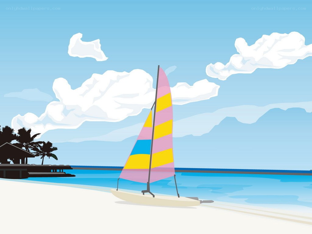 Sailboat on a tropical beach