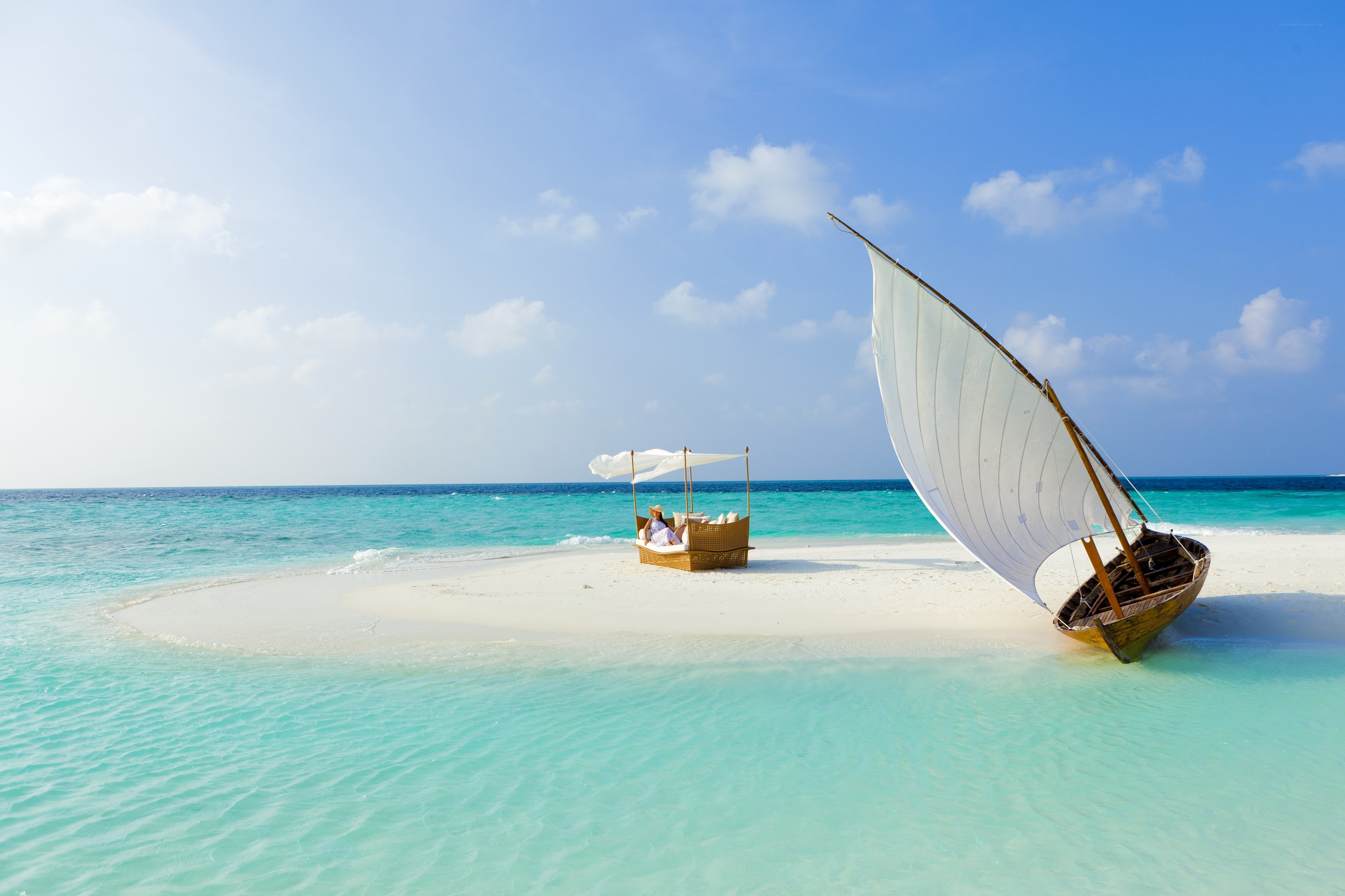 Sailboat on a tropical beach