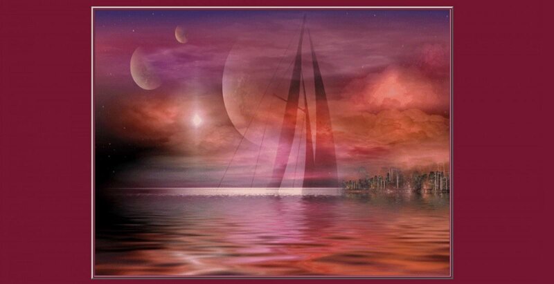 Sailboat on Alien Planet — Purple