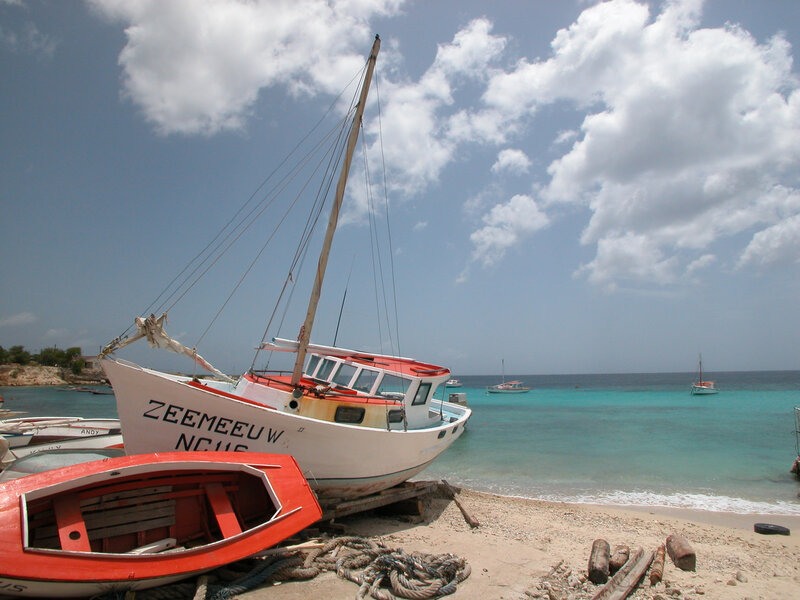Sailboat on Beach — Blue, Serene, Afternoon, Photograph, Ocean, Boats