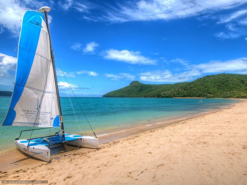 Sailboat on Beach — Blue, Serene, Afternoon, Photograph, Sea