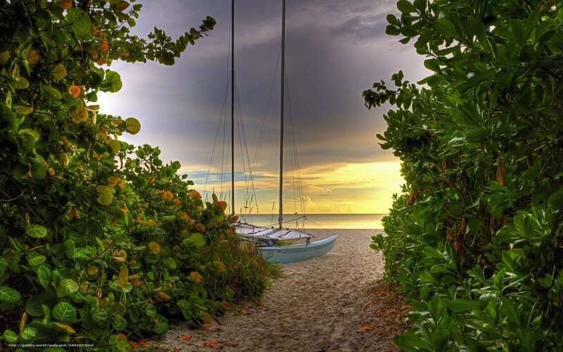 Sailboat on Beach — Green