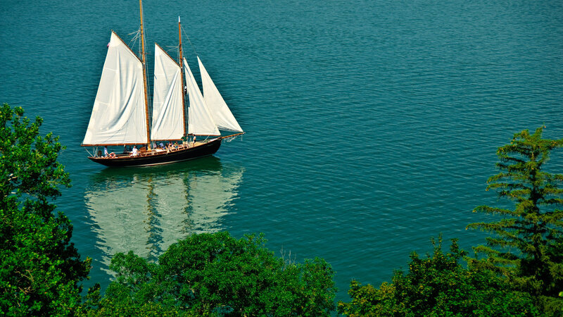 Sailboat on Blue Water — Serene, Afternoon