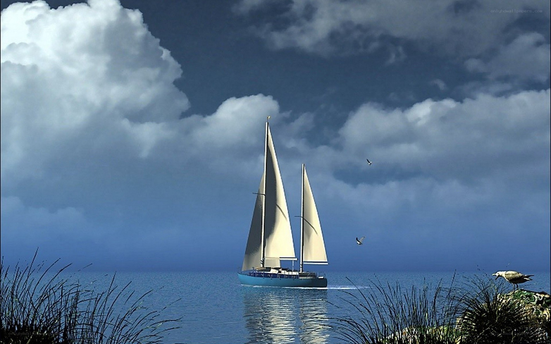 Sailboat on calm sea
